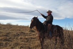 Tyler cracking his bullwhip on Jet. It sounds like a shotgun. Good pony.