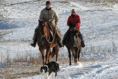 Tyler and Linda riding out of the ranch.